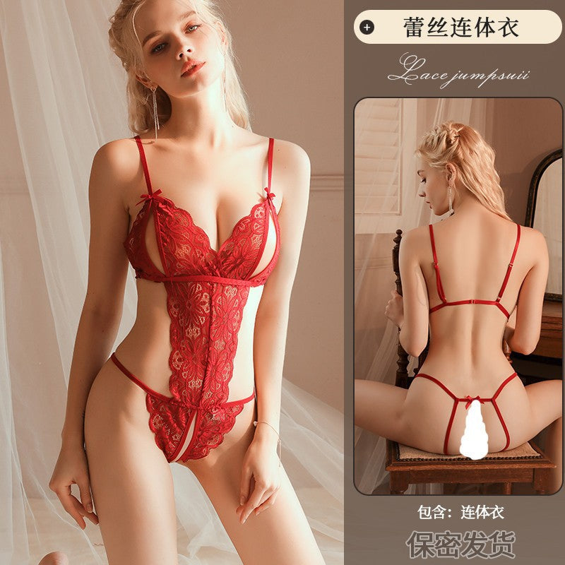 Sexy Lace Hollow Bodysuit, Passionate No-Remove Lingerie for Women