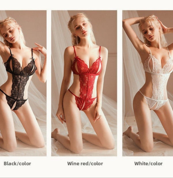 Sexy Lace Hollow Bodysuit, Passionate No-Remove Lingerie for Women