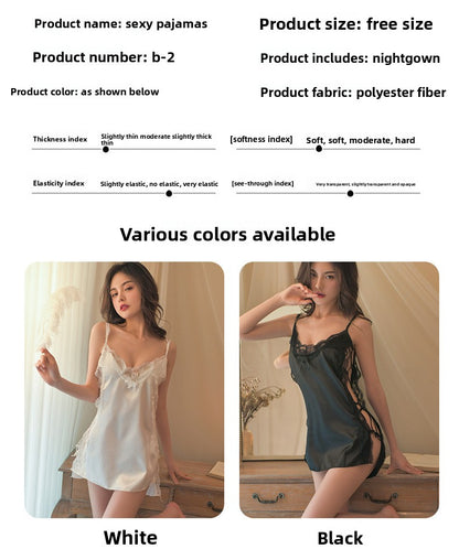 Sexy Lace Harness Dress Passionate Temptation Lingerie Set with Open Crotch