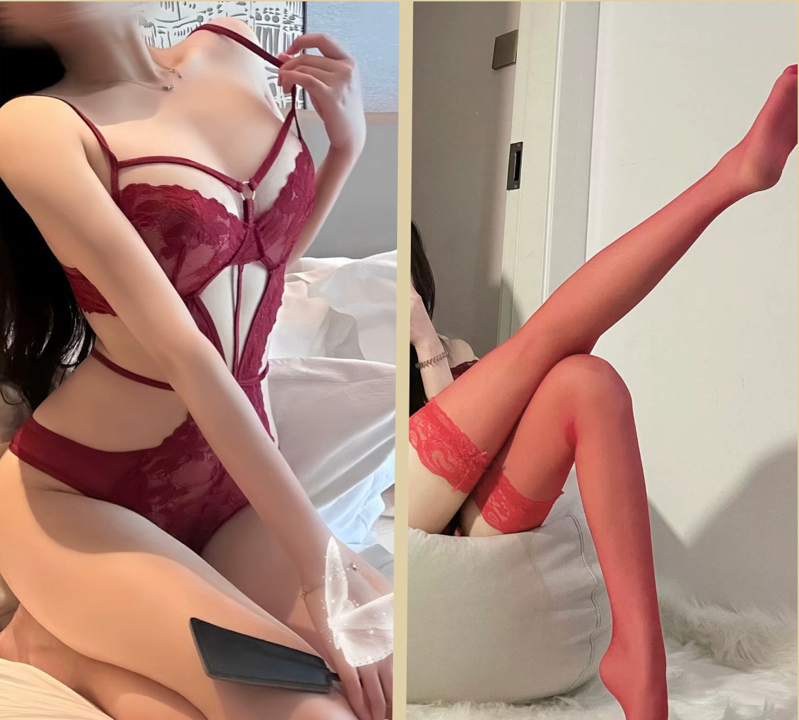 Pure Desire Sexy Mature Lace Lingerie See-through  No Removal Push-up  Large-breast Enhancing Lace Bodysuit for Women