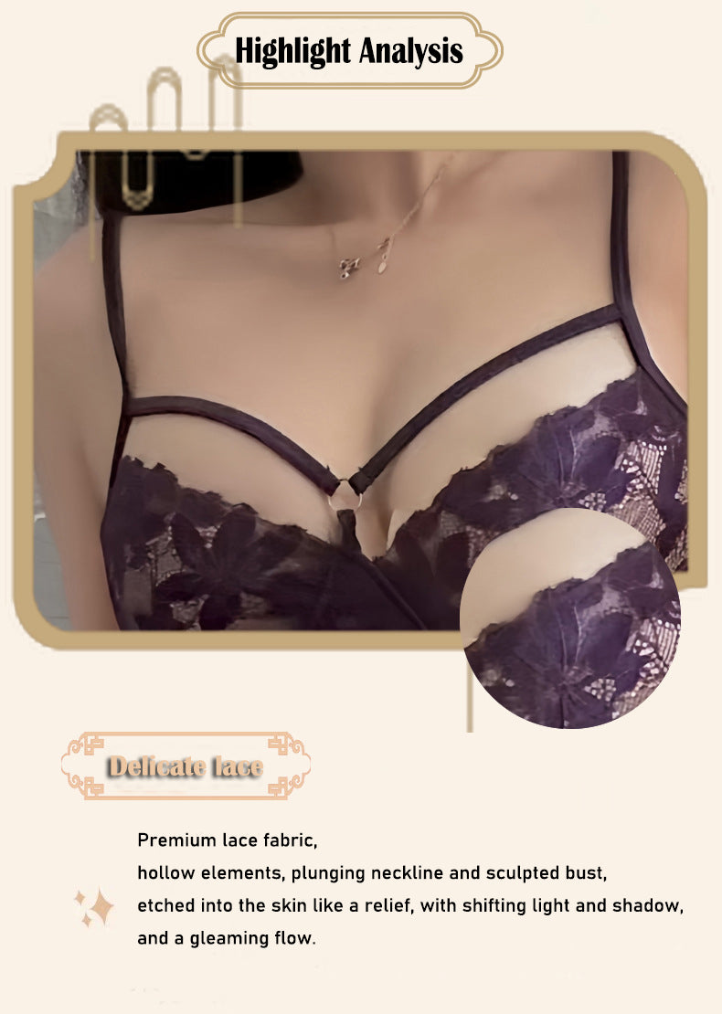 Pure Desire Sexy Mature Lace Lingerie See-through  No Removal Push-up  Large-breast Enhancing Lace Bodysuit for Women